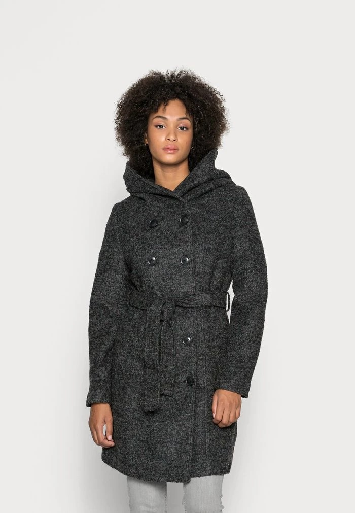 Manteau ANNA FIELD Anna Field Double Breasted Coat With Hood Grise Femme | ROA-7919583